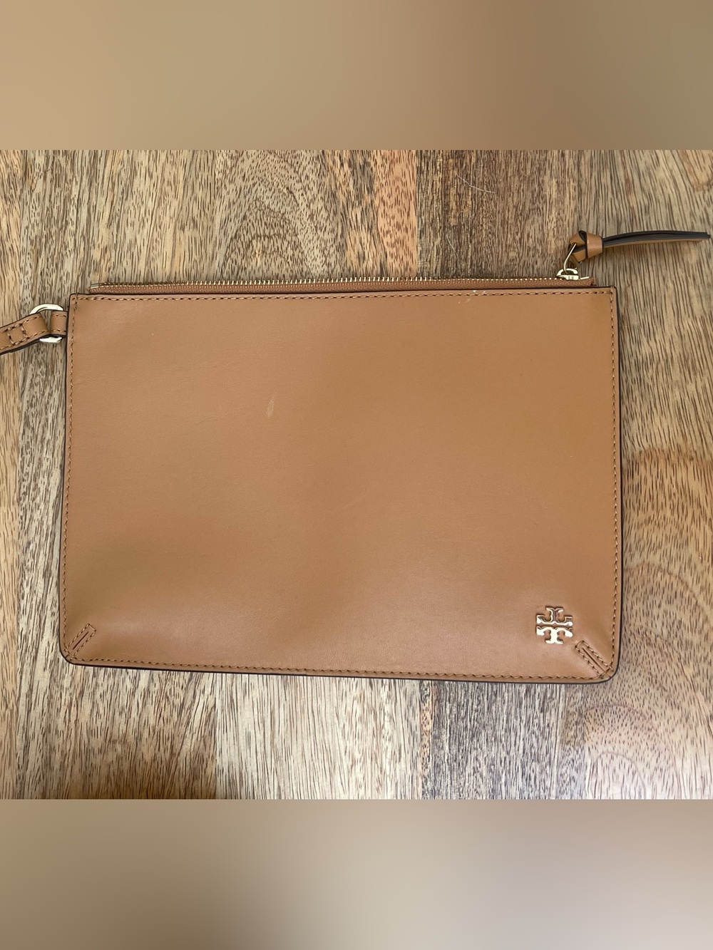 Tory Burch Cognac Leather Tote with Zip Pouch - Picture 11 of 14